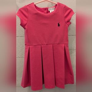 🏇🏼 Ralph Lauren Toddler Girl's Bright Pink Pleated Dress; Size: 18 Months